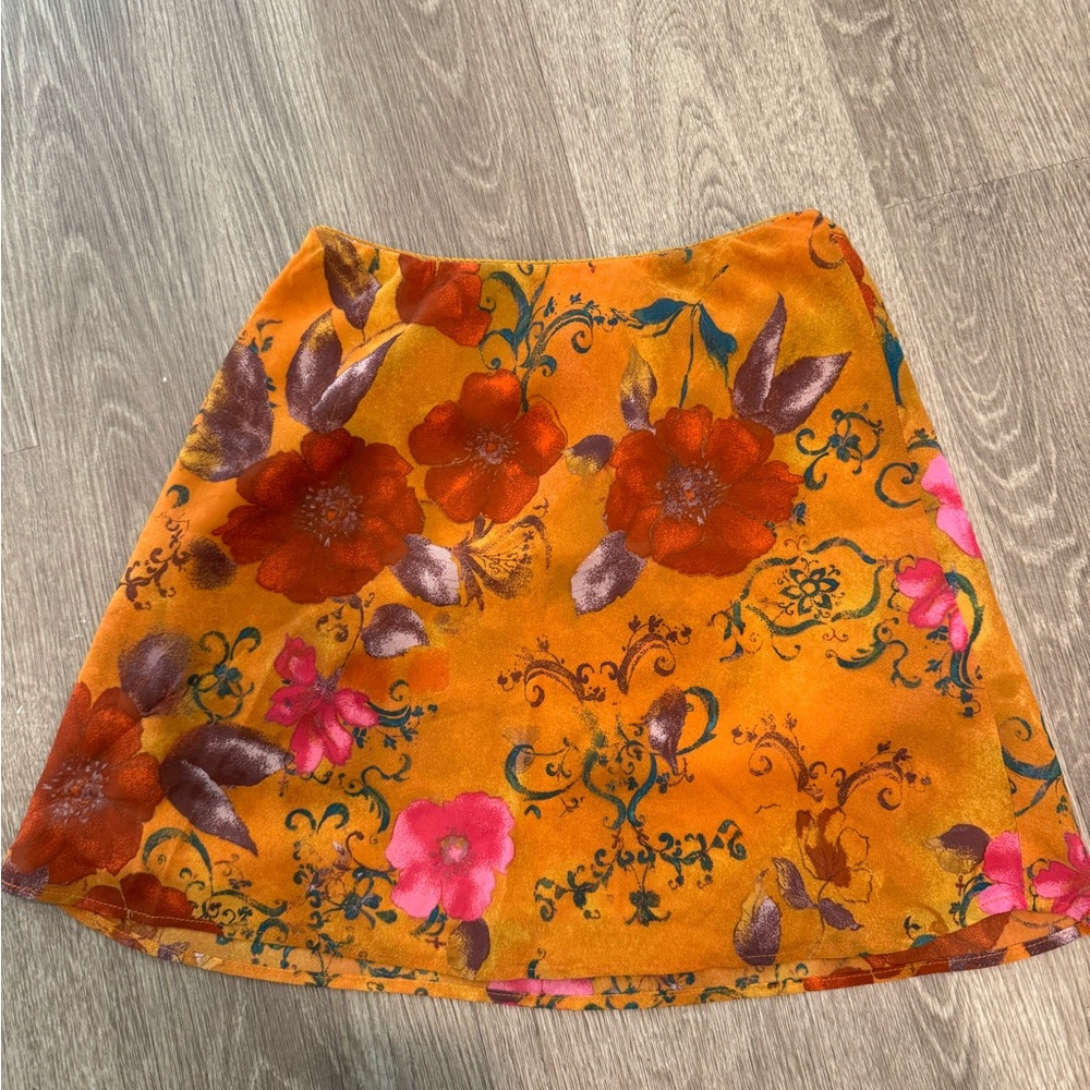 Wild Fable Orange Floral Mini Skirt